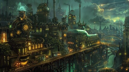 Abstract of Journeying through the steampunk cityscape