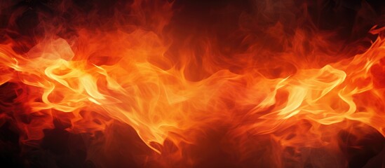In this close-up view, a strong fire burns intensely against a black backdrop, showcasing intricate flame patterns and textures. The flames create a visually captivating display of raw energy and heat