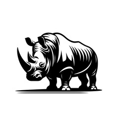 rhino engraved monochrome isolated vector emblem illustration