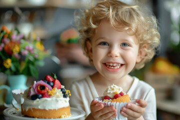 little child with birthday cake