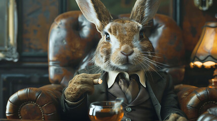 business rabbit relaxing