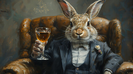 bunny with wine