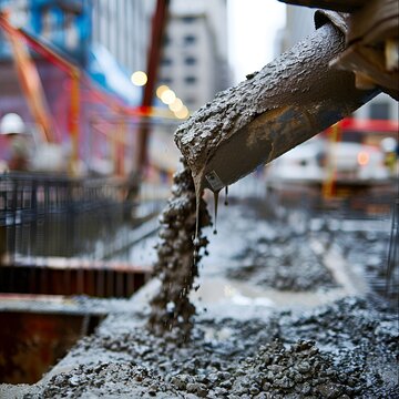 Concrete Being Poured into Skyscraper Foundation