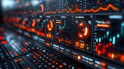 Fototapeta premium Sleek infographic visualization of a 'Business Audit' with graphs, charts, and key metrics highlighted, showcasing a professional and analytical approach
