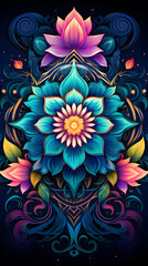 Fototapeta na wymiar An intricate mandala design with intricate patterns and vibrant colors, a visually appealing and calming wallpaper for mobile devices Generative AI