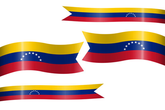 set of flag ribbon with colors of Venezuela for independence day celebration decoration