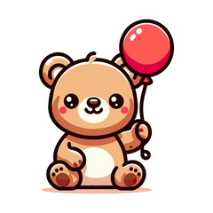 cartoon icon character cute bear and ballon