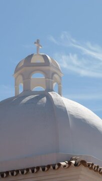 Dome whitewashed in a small hermitage of a typical Andalusian. 4K Vertical