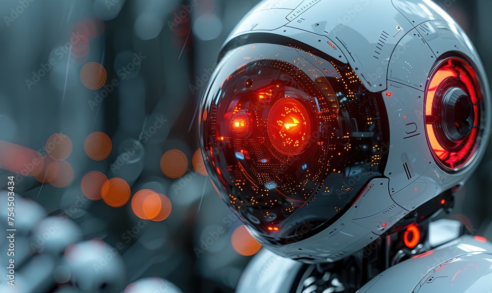 Poster futuristic robot technology development, artificial intelligence ai, and machine learning concept. g