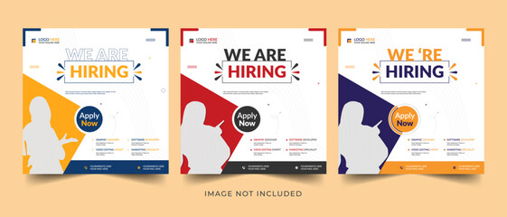 We are hiring job vacancy social media post or square web banner template vector design
