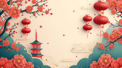 Paper Style Chinese New Year Festival Celebration, Generative Ai