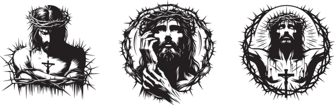 jesus christ with  thorns portraits