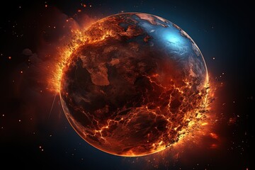 Earth globe with animated heat waves emanating from it, illustrating the spread of El Nino impact. Global Warming Concept with Earth in Heat Crisis