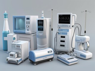 medical diagnostic equipment. colored background. photo in the studio. Empty room. medical fireplace in the hospital.