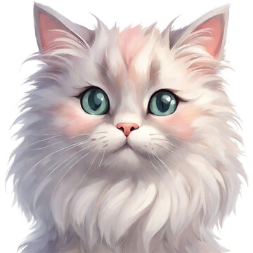 Cute Fluffy White Cat