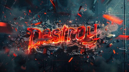 A dynamic image with the word "Destroy" in fiery text breaking through a shattering surface