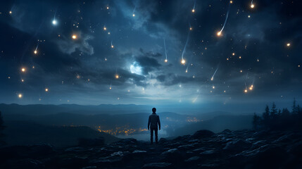 Fototapeta premium Starry Night Sky A Mesmerizing View of the Universe Filled with Stars Nebula and Galaxy Generative AI