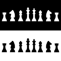 Black and white chess pieces vector