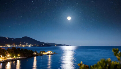 밤 바다 보름달