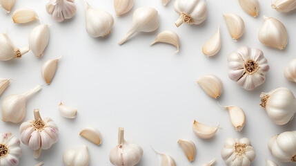 Garlic on White Background Copy Space, Generative AI