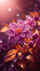 Obraz na płótnie Canvas Purple flowers with waterdrops