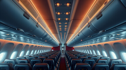 Commercial Aviation Aircraft Cabin, Airlines, Photojournalism, Generative AI