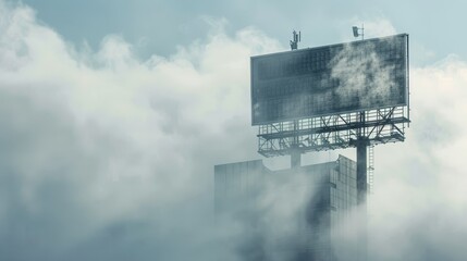 Billboard with cloud in the background.