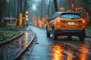 Modern app-based ride-share service car picking up a passenger