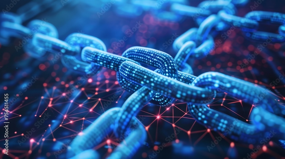 Poster close-up of a chain with a knot in the middle.
