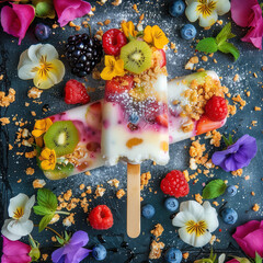 ice pop with fruits, summer concept, healthy natural sweets