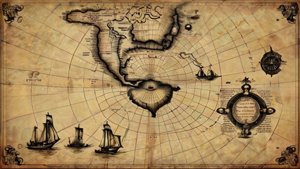 Vintage old sea map background

