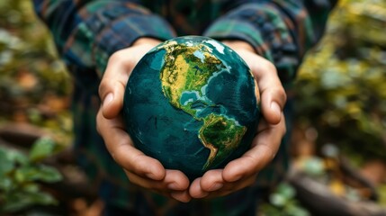 A hands holding a globe