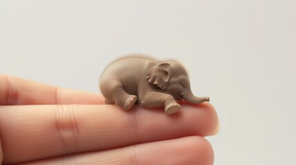 Abstrakcyjnie mały żywy słonik na palcach dłoni
