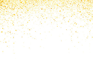 Gold glitter falling on transparent background. falling gold glitter confetti and texture....