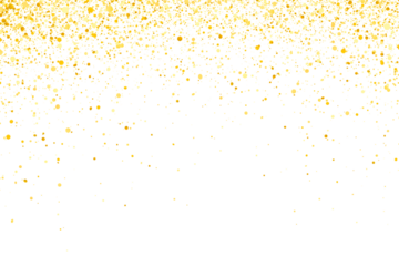 Gold glitter falling on transparent background. falling gold glitter confetti and texture. background with stars