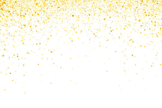 Gold glitter falling on transparent background. falling gold glitter confetti and texture. background with stars
