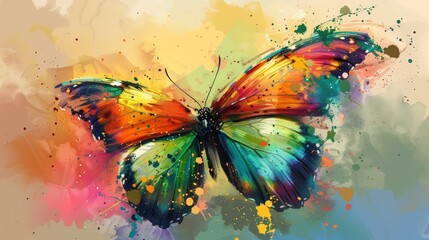 Colorful butterfly with outstretched wings. Generate AI image