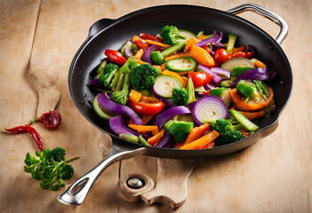 vegetables in a frying pan