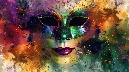 Mardi Gras festival with a beautiful watercolor concept. Generate AI image