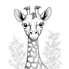 Smiling Giraffe Illustration in Monochrome

