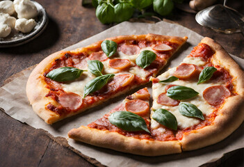pizza on a board