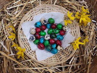 easter eggs in a basket