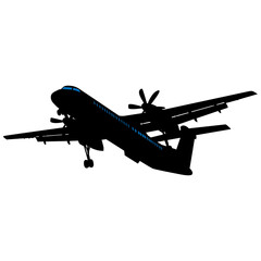 Isolated airliner in silhouette