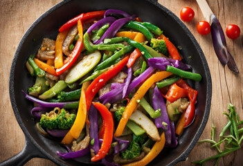 vegetables on a frying pan