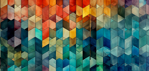 Vibrant Geometric Patterns: Abstract Polygons and Cubes in Colorful Harmony created with Generative AI technology