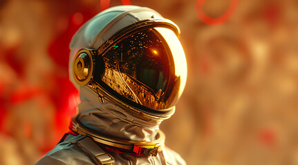 Cosmic Explorer: Close-Up View of Futuristic Space Helmet Detail, Captivating Astronaut Portrait on Mars. Created with Generative AI Technology.