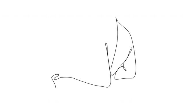 Girl drinks wine or champagne from a glass. Linear silhouette of a woman with a glass goblet. Drawing in one continuous line. Linear glamour logo in minimal for wine label.