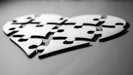 white jigsaw puzzle resemble incomplete heart love icon