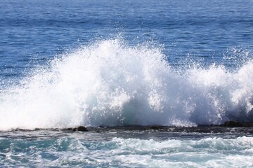 Crashing tidal wave in the sea