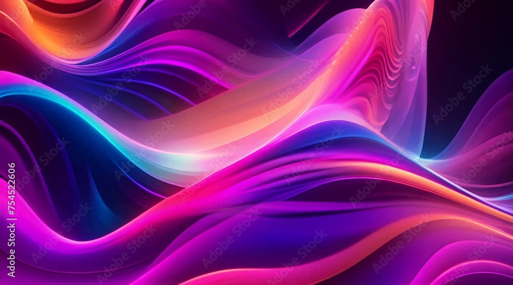 Poster futuristic abstract animation colorful waves is flowing through speed on the digital background